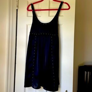 Black mini satin dress with studs S
